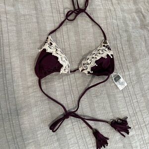 O’Neill bikini top size small maroon lace